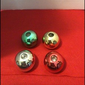 Set of Four Holiday Ball Candle Holders